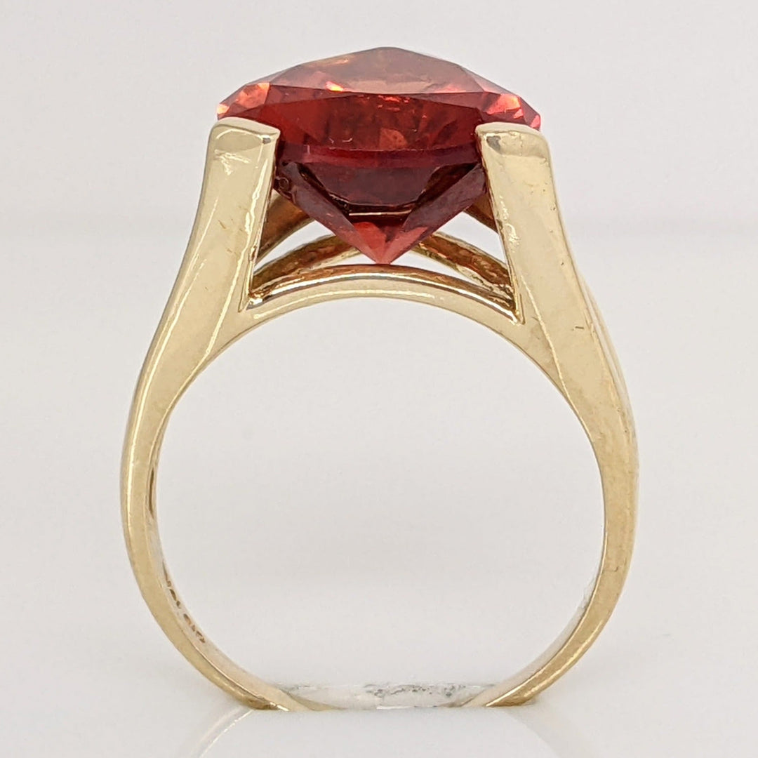14K LAB-CREATED ORANGE SAPPHIRE TRILLION 12X12 ESTATE RING 4.5 GRAMS