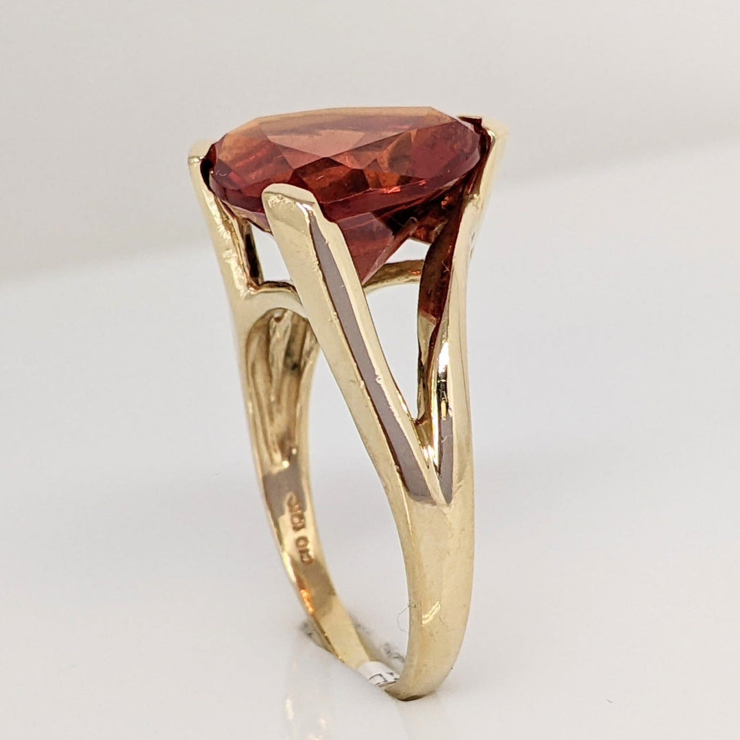 14K LAB-CREATED ORANGE SAPPHIRE TRILLION 12X12 ESTATE RING 4.5 GRAMS