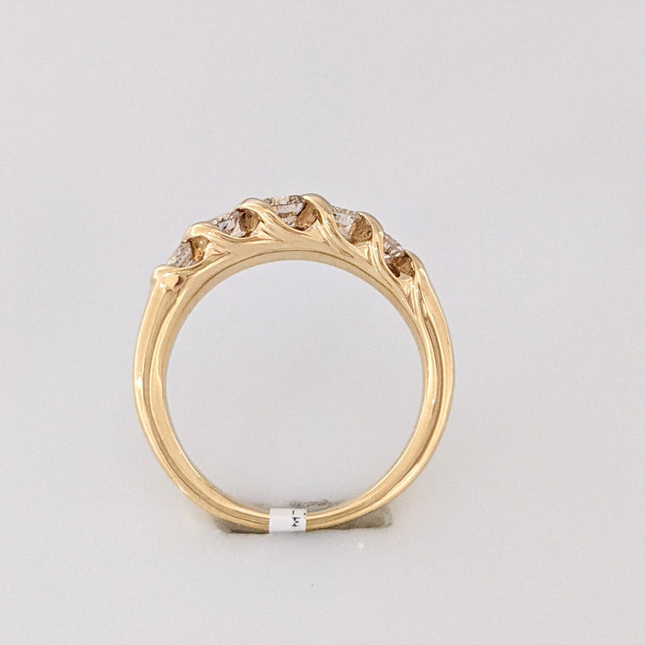14K .49 CARAT TOTAL WEIGHT SI2 J DIAMOND ROUND (5) S-STYLE BAND 4.5 GRAMS