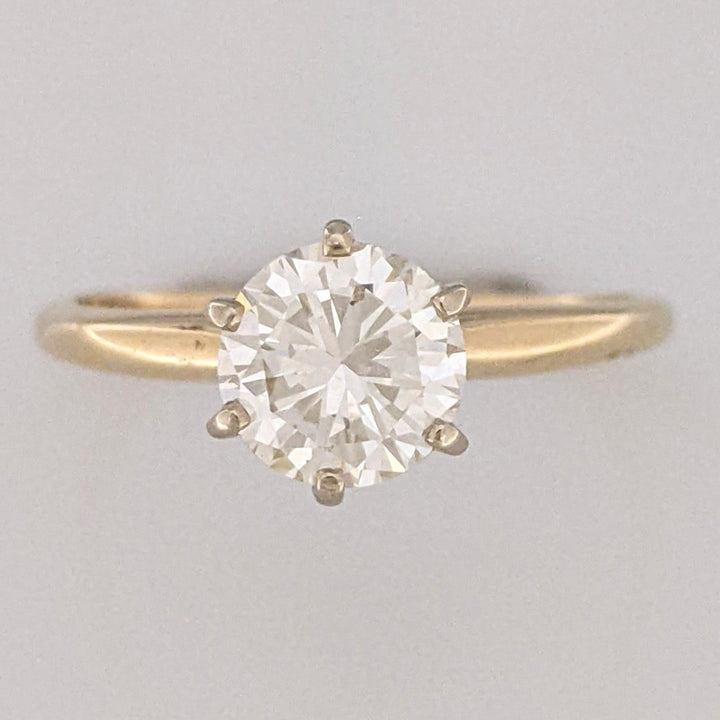 14K 1.05 CARAT TOTAL VVS1 H DIAMOND ROUND SOLITAIRE 6-PRONG ESTATE RING 1.9 GRAMS