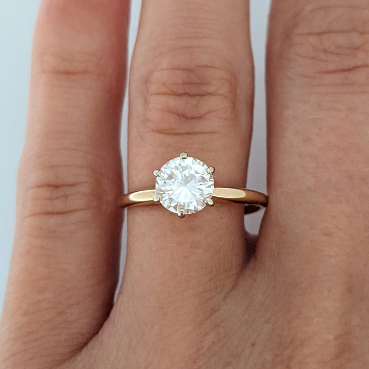 14K 1.05 CARAT TOTAL VVS1 H DIAMOND ROUND SOLITAIRE 6-PRONG ESTATE RING 1.9 GRAMS