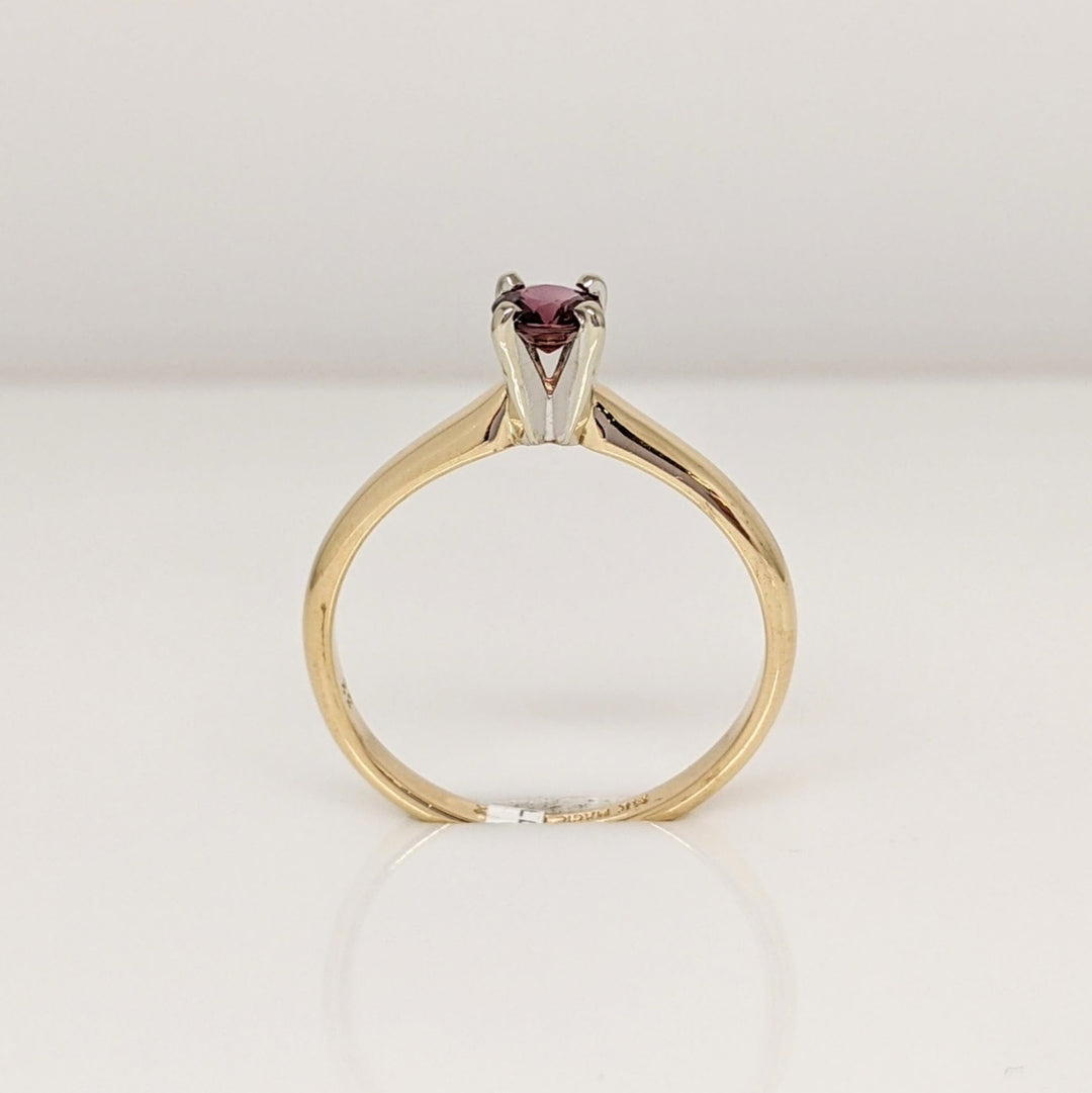 14K BERRY REDDISH SAPPHIRE "AA" ROUND 4MM ESTATE RING 2.2 GRAMS