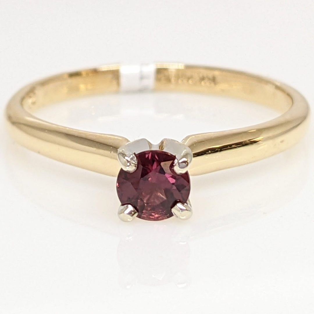 14K BERRY REDDISH SAPPHIRE "AA" ROUND 4MM ESTATE RING 2.2 GRAMS