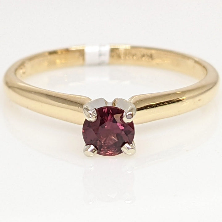 14K BERRY REDDISH SAPPHIRE "AA" ROUND 4MM ESTATE RING 2.2 GRAMS