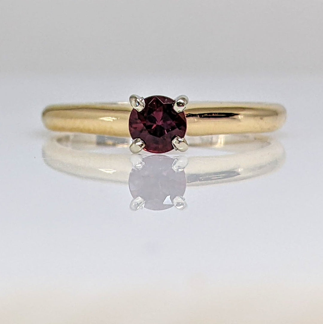 14K BERRY REDDISH SAPPHIRE "AA" ROUND 4MM ESTATE RING 2.2 GRAMS