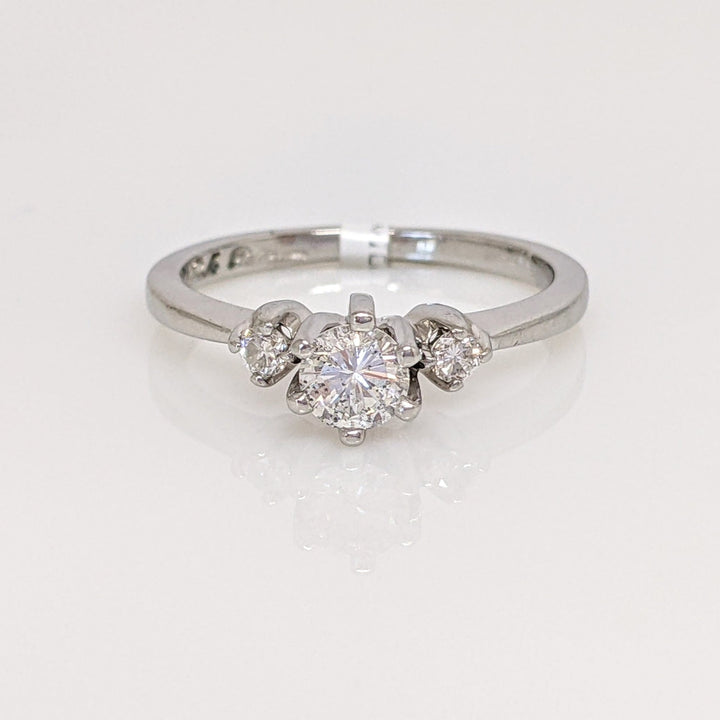 PLATINUM .48 CARAT TOTAL WEIGHT I1 H DIAMOND ROUND (3) ESTATE TRINITY RING 4.5 GRAMS