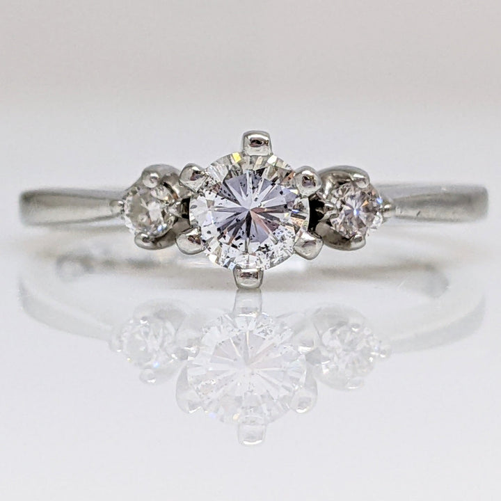 PLATINUM .48 CARAT TOTAL WEIGHT I1 H DIAMOND ROUND (3) ESTATE TRINITY RING 4.5 GRAMS