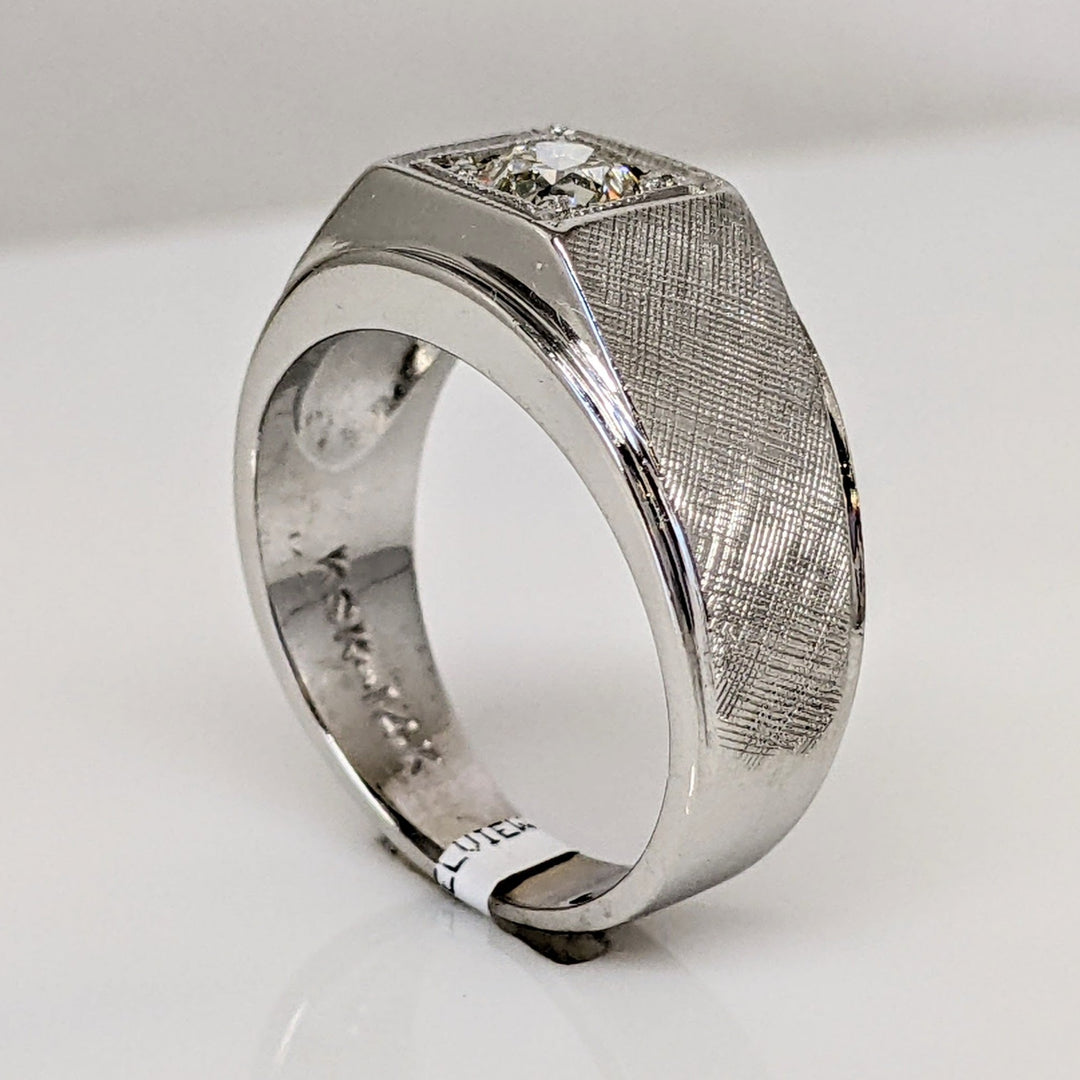 14K WHITE .50 CARAT TOTAL VS K DIAMOND ROUND SQUARE TOP ESTATE RING 6.8 GRAMS