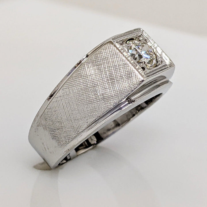 14K WHITE .50 CARAT TOTAL VS K DIAMOND ROUND SQUARE TOP ESTATE RING 6.8 GRAMS