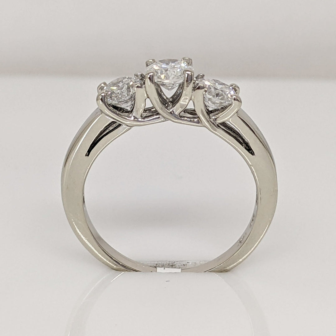 14K WHITE .97 CARAT TOTAL WEIGHT I2 H DIAMOND ROUND (3) TRINITY ESTATE RING 2.6 GRAMS