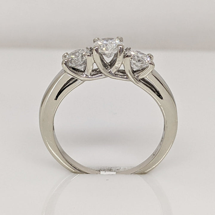 14K WHITE .97 CARAT TOTAL WEIGHT I2 H DIAMOND ROUND (3) TRINITY ESTATE RING 2.6 GRAMS