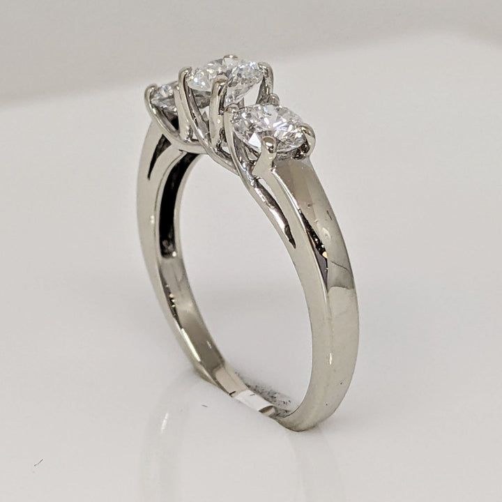 14K WHITE .97 CARAT TOTAL WEIGHT I2 H DIAMOND ROUND (3) TRINITY ESTATE RING 2.6 GRAMS