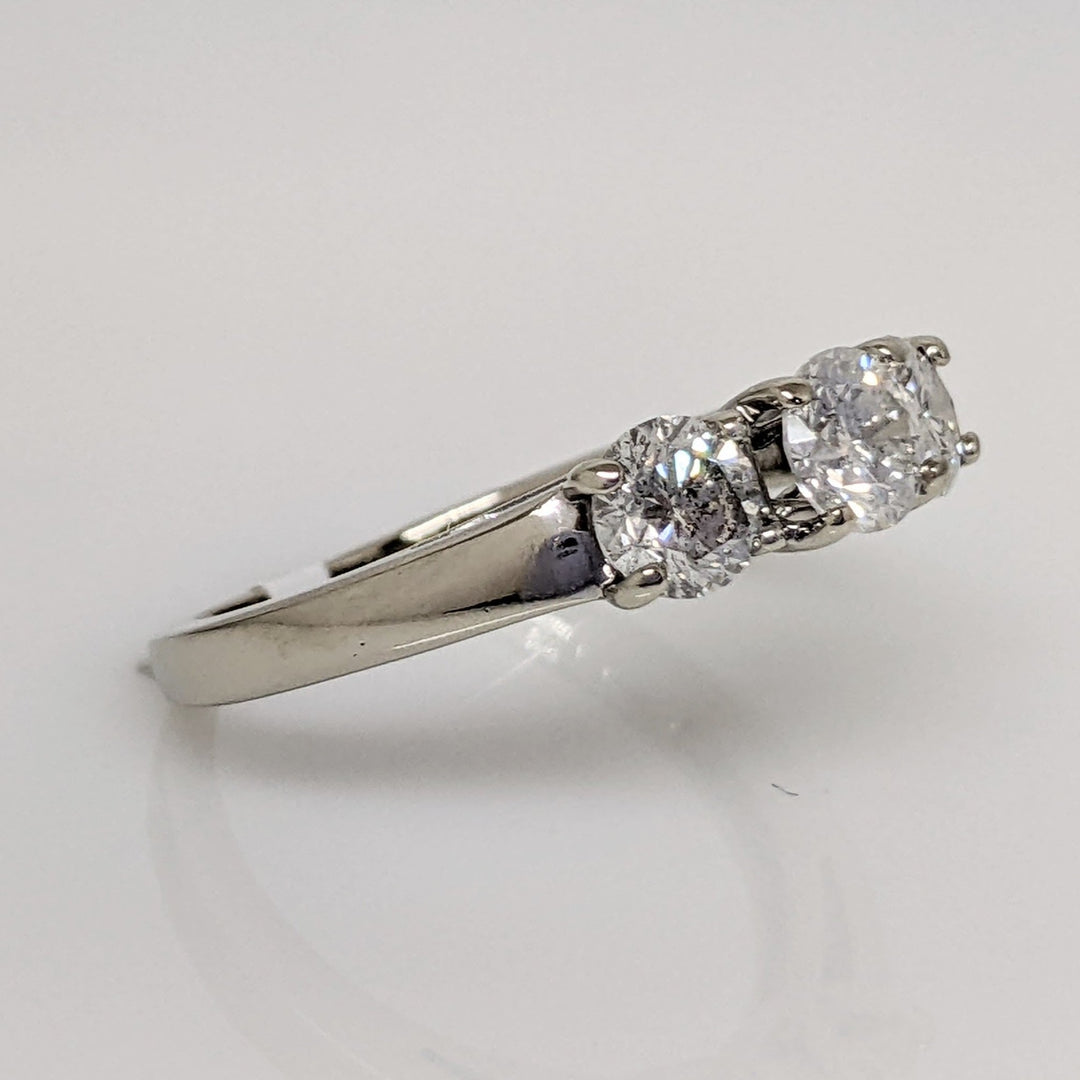 14K WHITE .97 CARAT TOTAL WEIGHT I2 H DIAMOND ROUND (3) TRINITY ESTATE RING 2.6 GRAMS