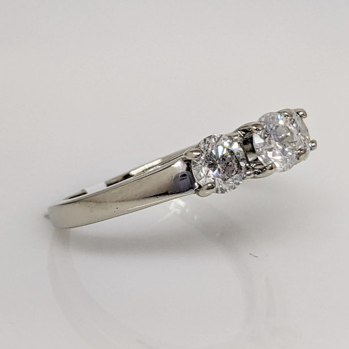 14K WHITE .97 CARAT TOTAL WEIGHT I2 H DIAMOND ROUND (3) TRINITY ESTATE RING 2.6 GRAMS