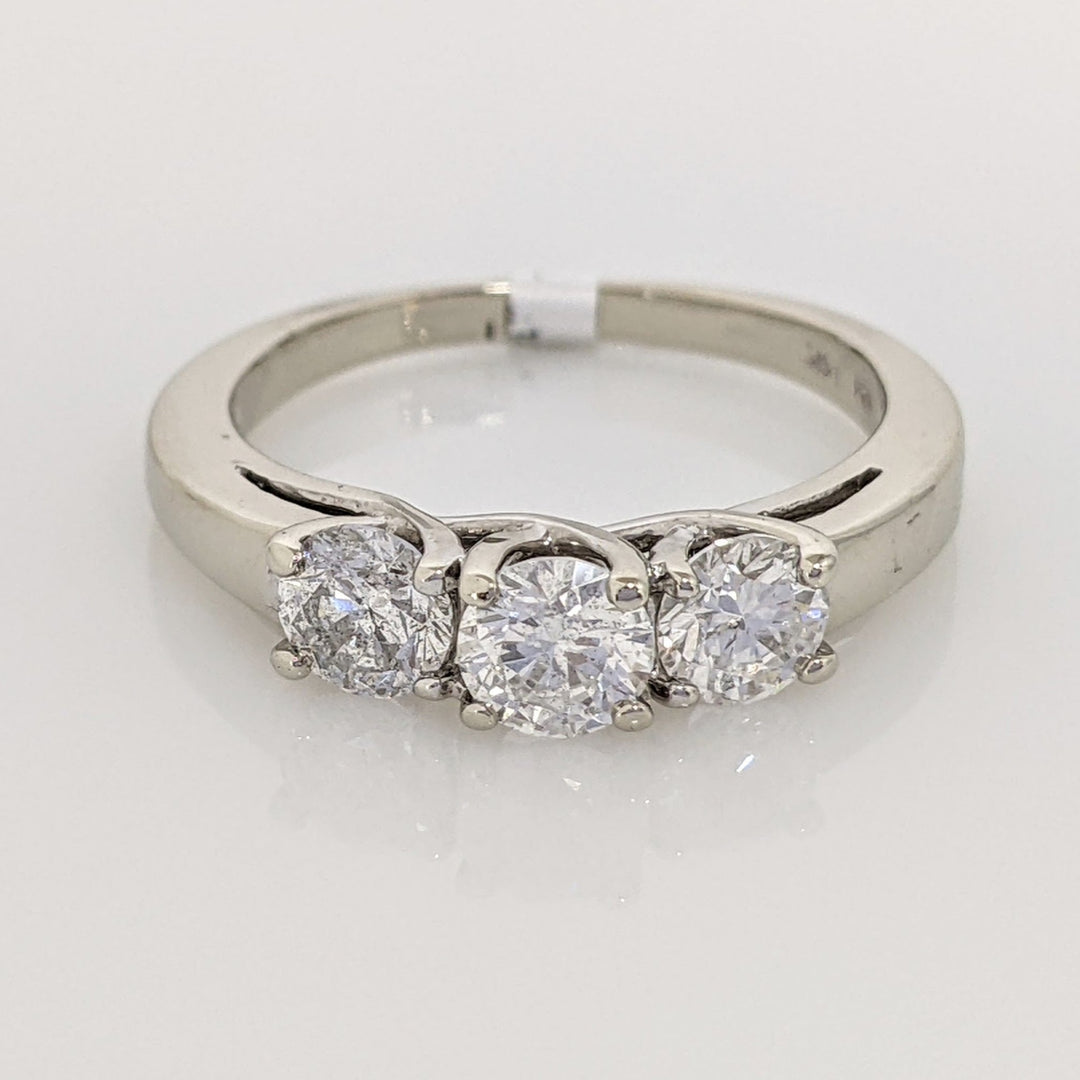14K WHITE .97 CARAT TOTAL WEIGHT I2 H DIAMOND ROUND (3) TRINITY ESTATE RING 2.6 GRAMS