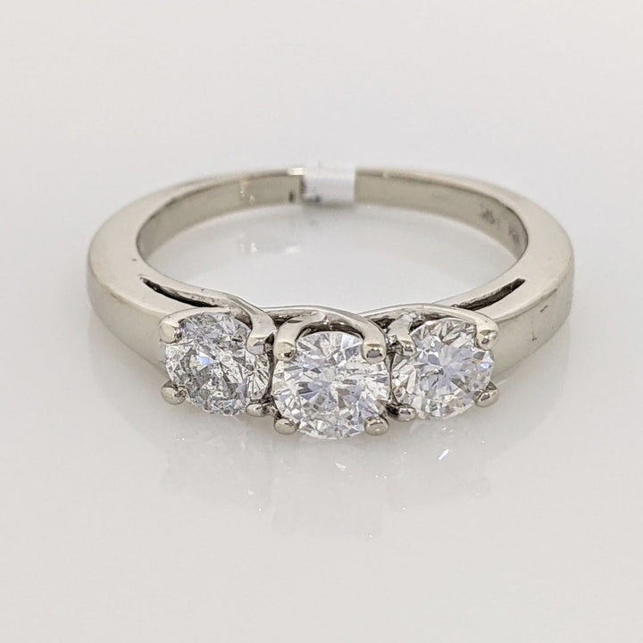 14K WHITE .97 CARAT TOTAL WEIGHT I2 H DIAMOND ROUND (3) TRINITY ESTATE RING 2.6 GRAMS