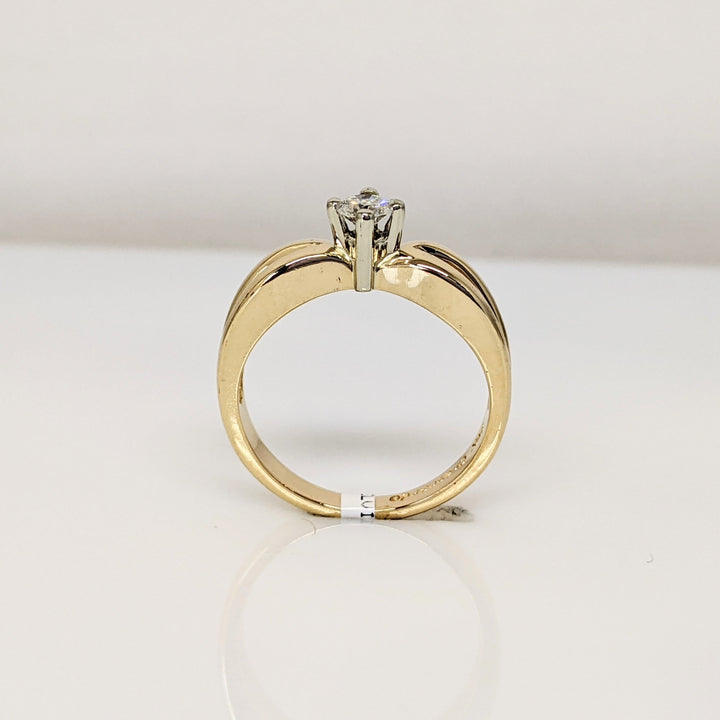 14K .18 CARAT TOTAL SI2 G DIAMOND ROUND SPLIT SHANK ESTATE RING 3.9 GRAMS