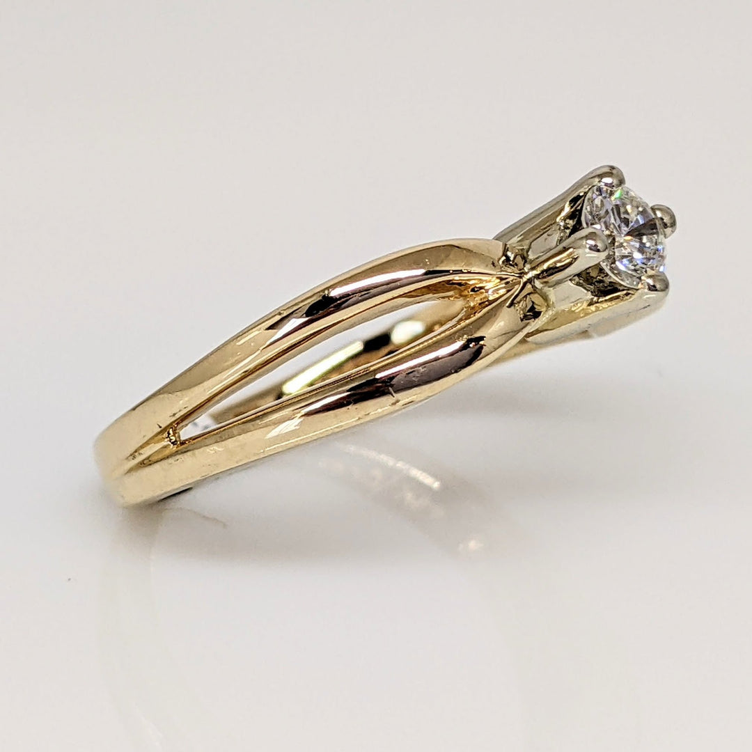 14K .18 CARAT TOTAL SI2 G DIAMOND ROUND SPLIT SHANK ESTATE RING 3.9 GRAMS