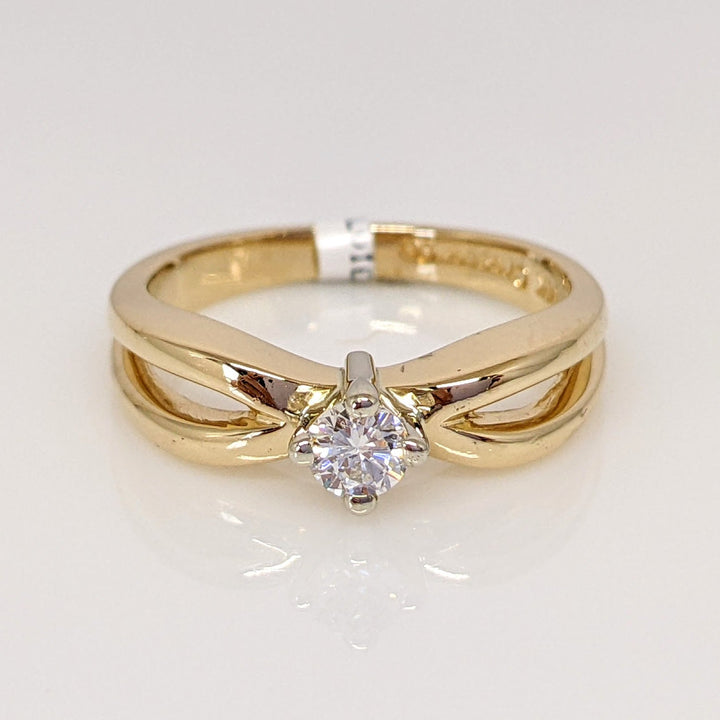 14K .18 CARAT TOTAL SI2 G DIAMOND ROUND SPLIT SHANK ESTATE RING 3.9 GRAMS