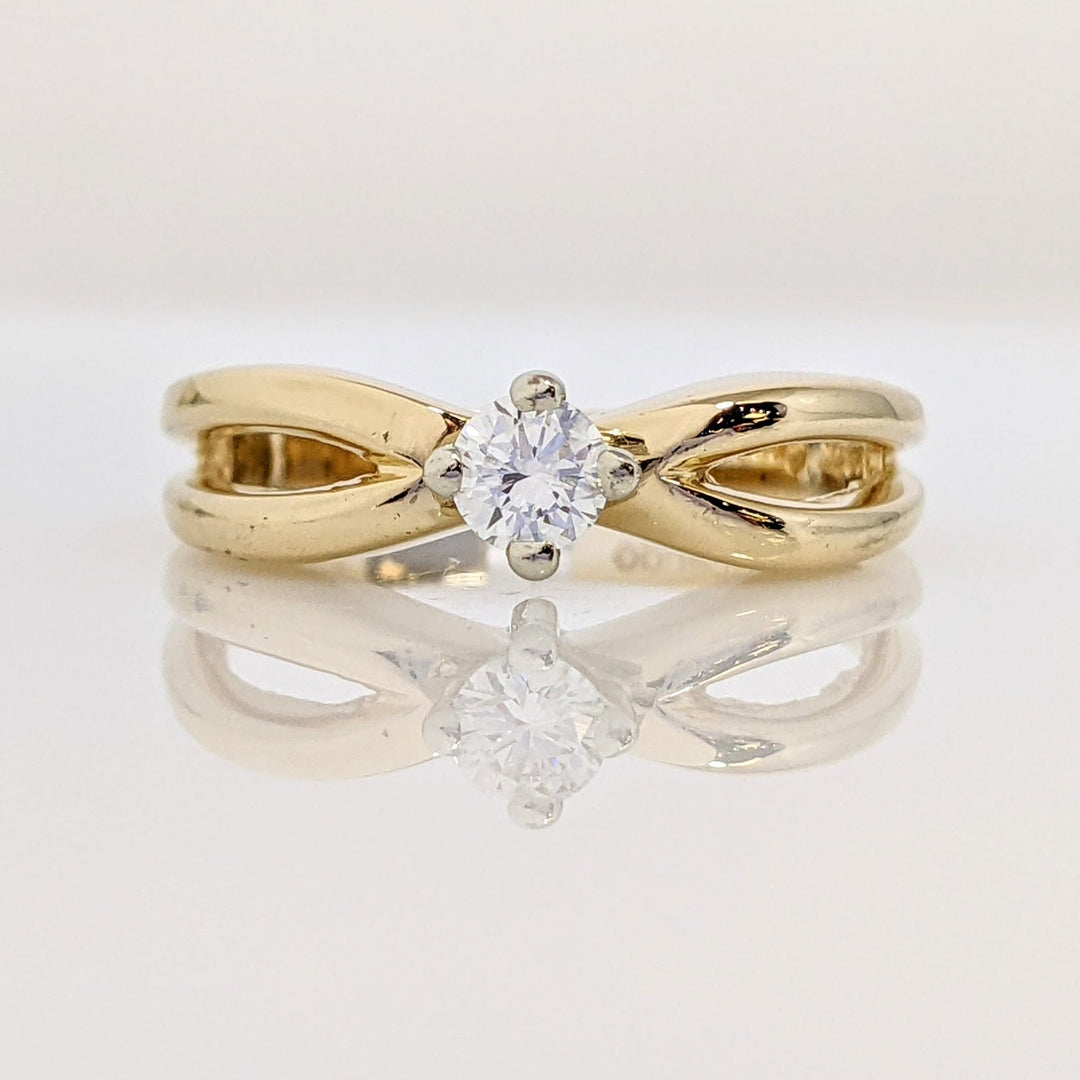 14K .18 CARAT TOTAL SI2 G DIAMOND ROUND SPLIT SHANK ESTATE RING 3.9 GRAMS