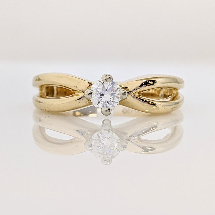 14K .18 CARAT TOTAL SI2 G DIAMOND ROUND SPLIT SHANK ESTATE RING 3.9 GRAMS