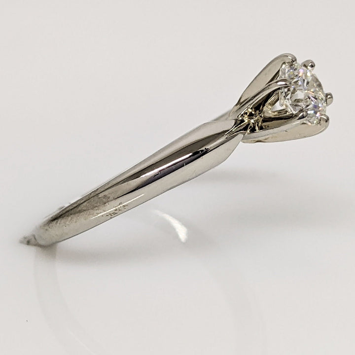 14K WHITE .45 CARAT TOTAL VS K DIAMOND ROUND ESTATE SOLITAIRE RING 2.9 GRAMS