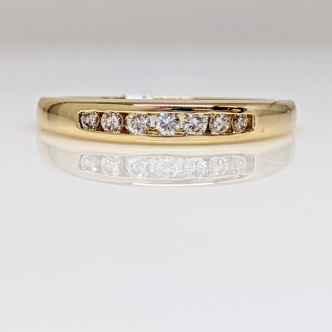 14K .15 CARAT TOTAL WEIGHT SI1 I DIAMOND ROUND (7) CHANNEL SET ESTATE BAND 3.0 GRAMS