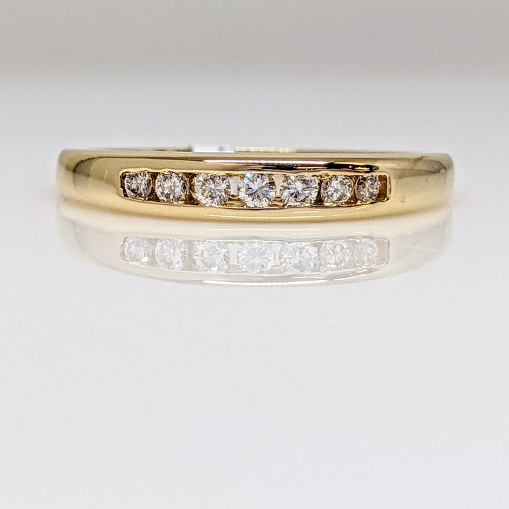 14K .15 CARAT TOTAL WEIGHT SI1 I DIAMOND ROUND (7) CHANNEL SET ESTATE BAND 3.0 GRAMS