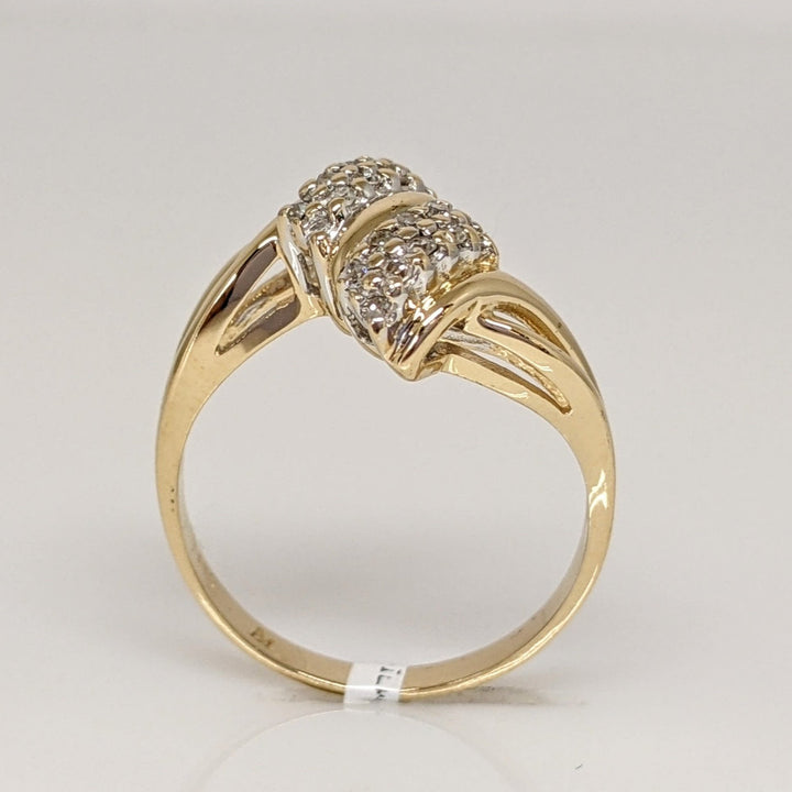 14K .15 CARAT TOTAL WEIGHT SI2 H DIAMOND MINE CUT (20) ESTATE CLUSTER RING 3.3 GRAMS