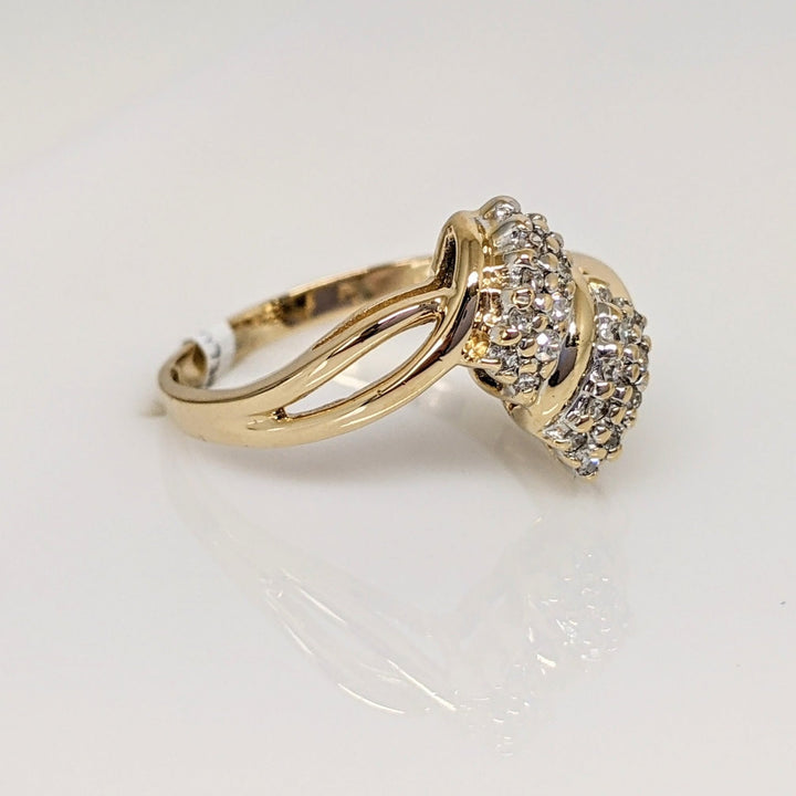 14K .15 CARAT TOTAL WEIGHT SI2 H DIAMOND MINE CUT (20) ESTATE CLUSTER RING 3.3 GRAMS