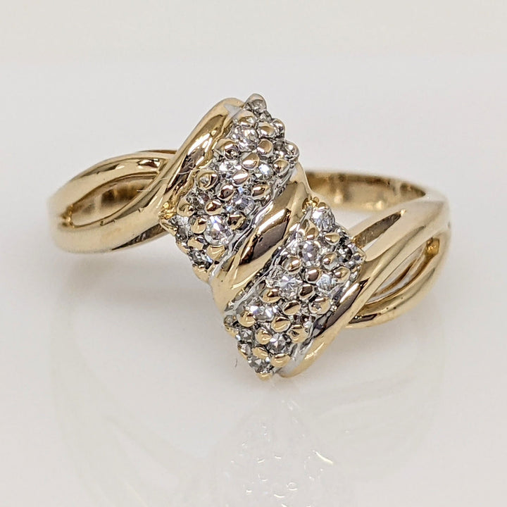 14K .15 CARAT TOTAL WEIGHT SI2 H DIAMOND MINE CUT (20) ESTATE CLUSTER RING 3.3 GRAMS