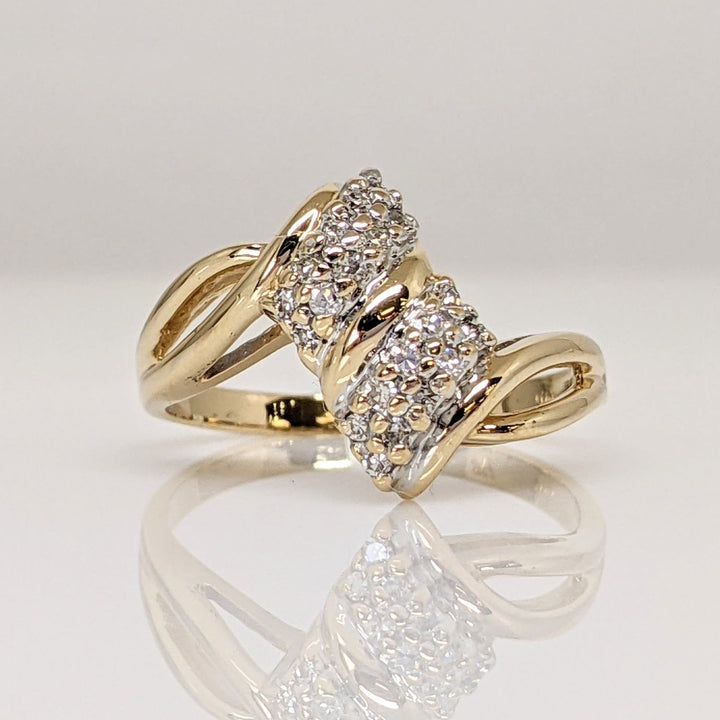 14K .15 CARAT TOTAL WEIGHT SI2 H DIAMOND MINE CUT (20) ESTATE CLUSTER RING 3.3 GRAMS