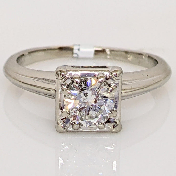 14K WHITE .47 CARAT TOTAL WEIGHT I1 I DIAMOND ROUND ILLUSION HEAD ESTATE RING 2.6 GRAMS