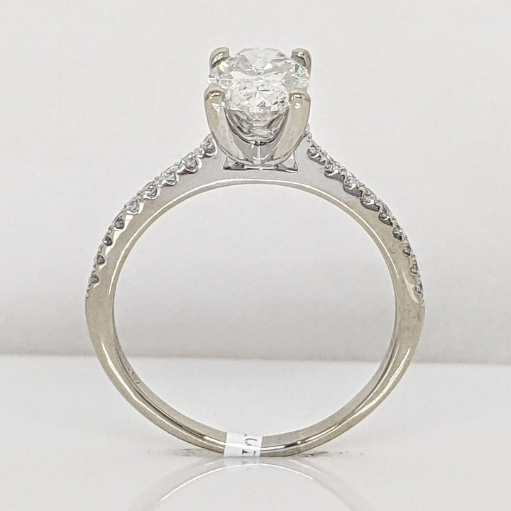18K WHITE 1.90 CARAT TOTAL WEIGHT I1 I DIAMOND OVAL (1) ROUND (18) ESTATE RING 3.5 GRAMS