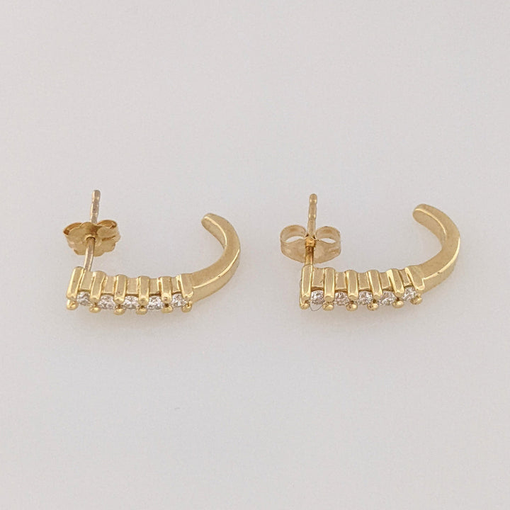 14K .25 CARAT TOTAL WEIGHT SI1 I DIAMOND ROUND (10) ESTATE EARRINGS 2.2 GRAMS