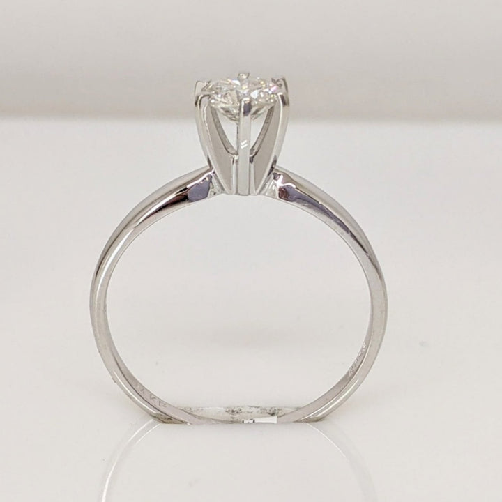 14K WHITE .49 CARAT TOTAL I1 J DIAMOND ROUND ESTATE SOLITAIRE RING 2.0 GRAMS