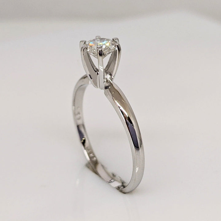 14K WHITE .49 CARAT TOTAL I1 J DIAMOND ROUND ESTATE SOLITAIRE RING 2.0 GRAMS