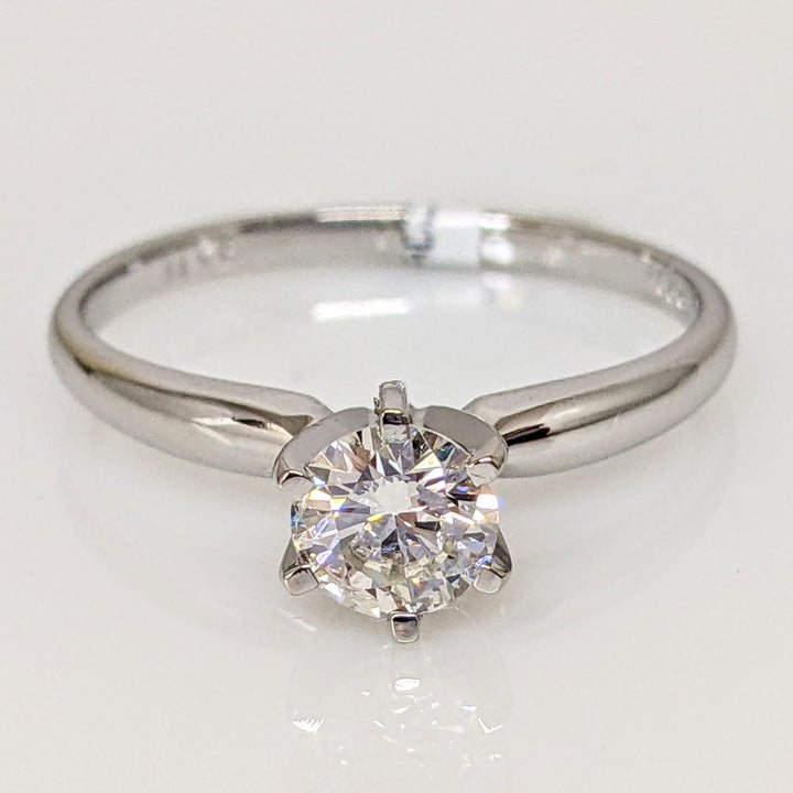 14K WHITE .49 CARAT TOTAL I1 J DIAMOND ROUND ESTATE SOLITAIRE RING 2.0 GRAMS