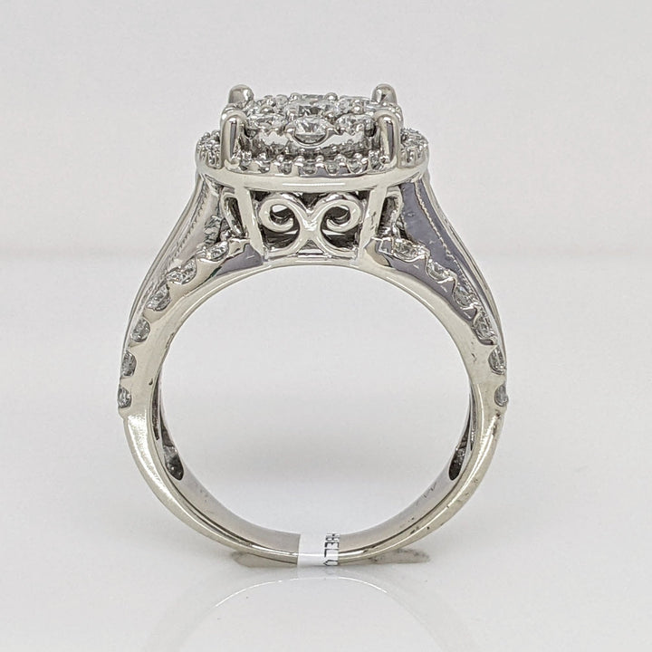 10K WHITE 1.99 CARAT TOTAL WEIGHT I1 H DIAMOND ROUND (61) BAGUETTE (24) ESTATE RING 7.3 GRAMS