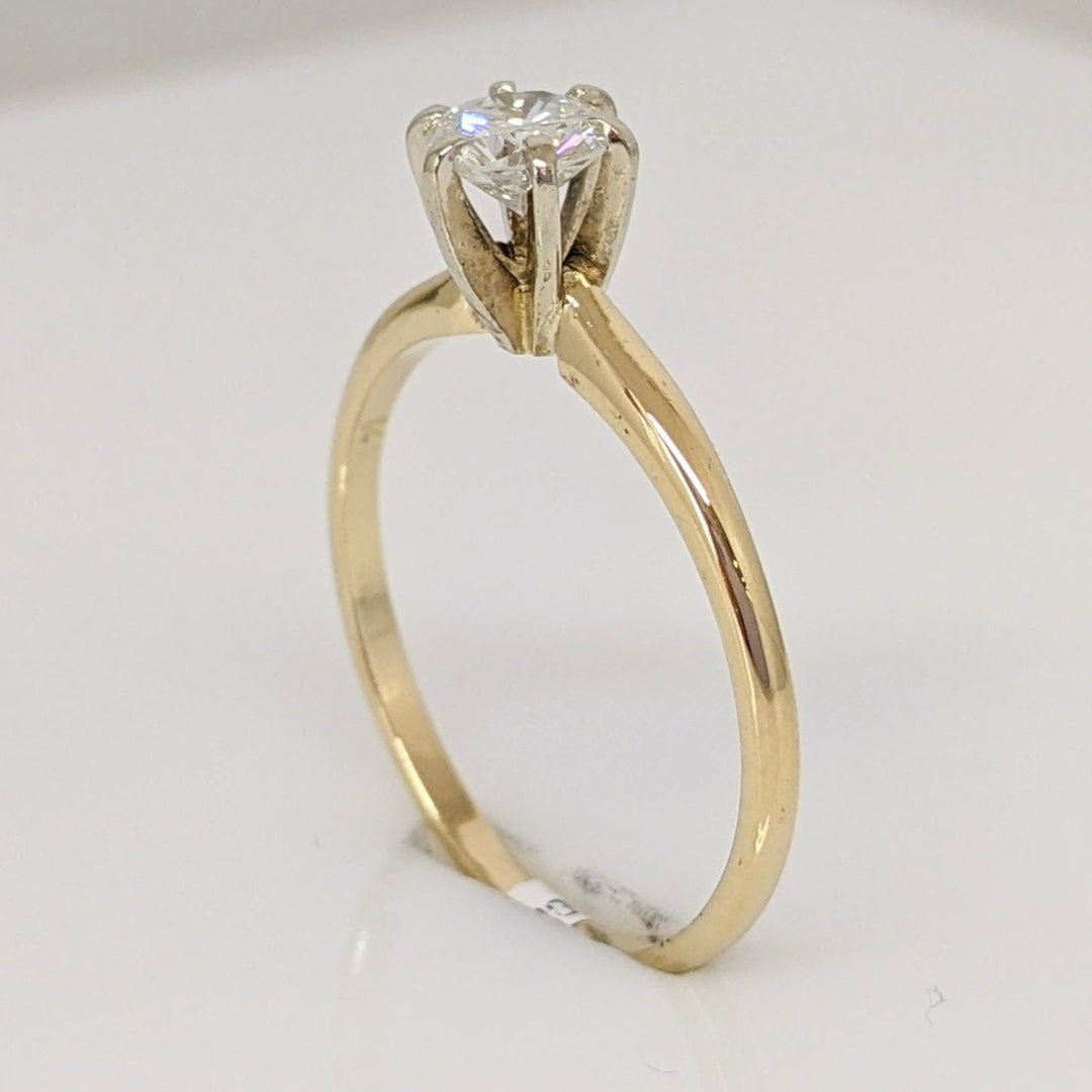 14K .44 CARAT TOTAL I1 J DIAMOND ROUND ESTATE SOLITAIRE RING 1.6 GRAMS