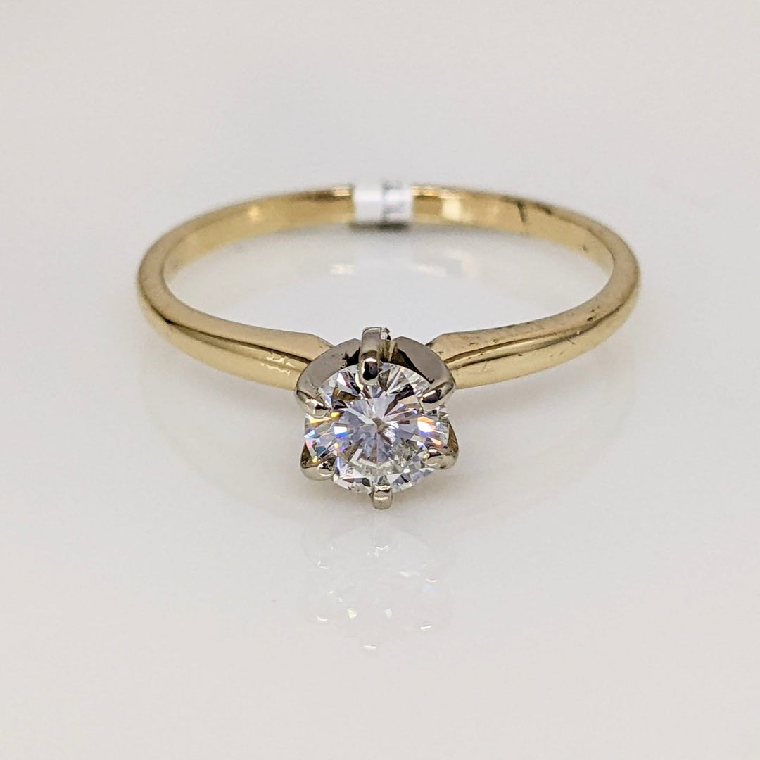 14K .44 CARAT TOTAL I1 J DIAMOND ROUND ESTATE SOLITAIRE RING 1.6 GRAMS