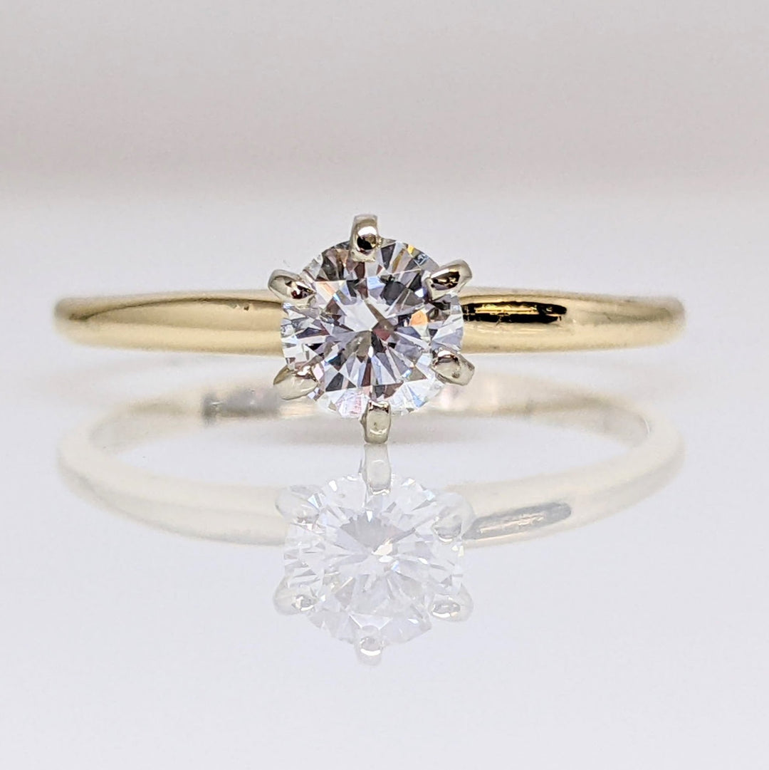 14K .44 CARAT TOTAL I1 J DIAMOND ROUND ESTATE SOLITAIRE RING 1.6 GRAMS