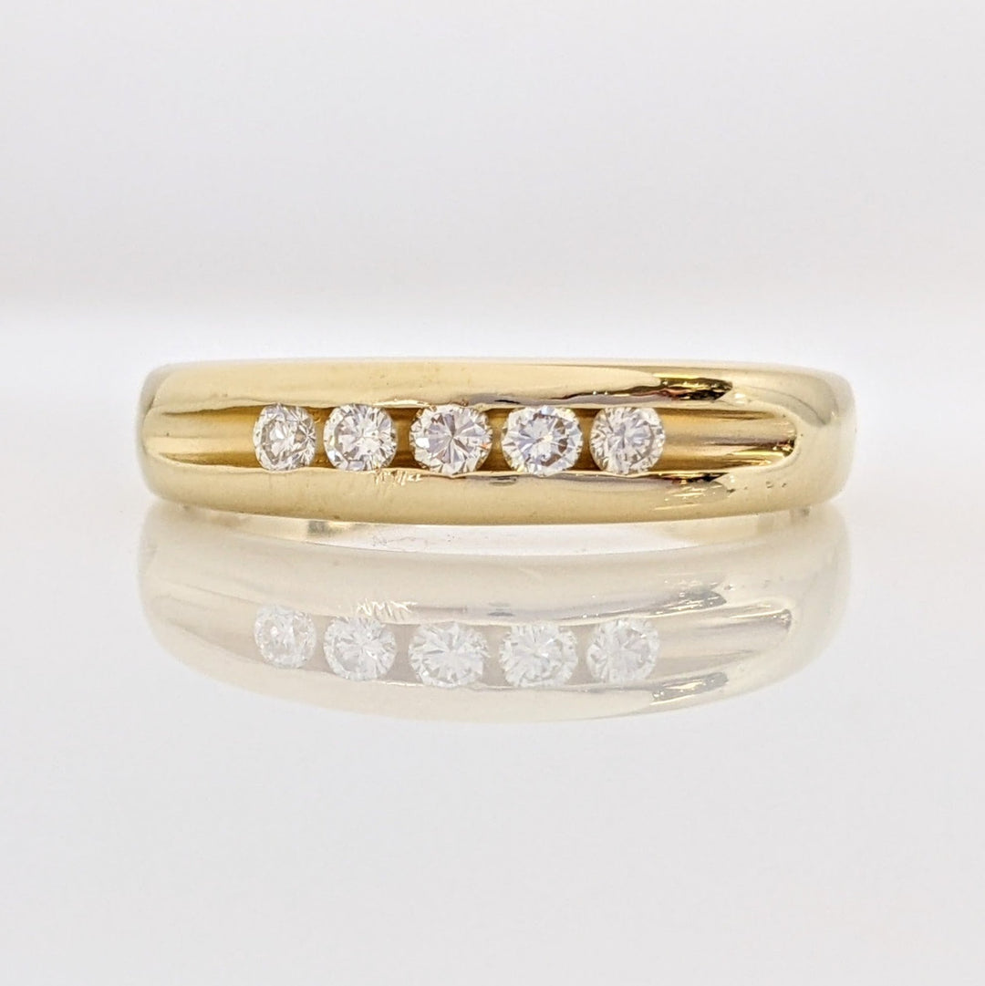 14K .20 CARAT TOTAL WEIGHT SI2 I DIAMOND ROUND (5) ESTATE CHANNEL SET BAND 5.0 GRAMS