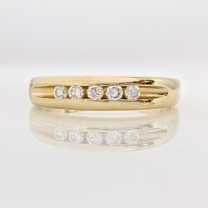 14K .20 CARAT TOTAL WEIGHT SI2 I DIAMOND ROUND (5) ESTATE CHANNEL SET BAND 5.0 GRAMS