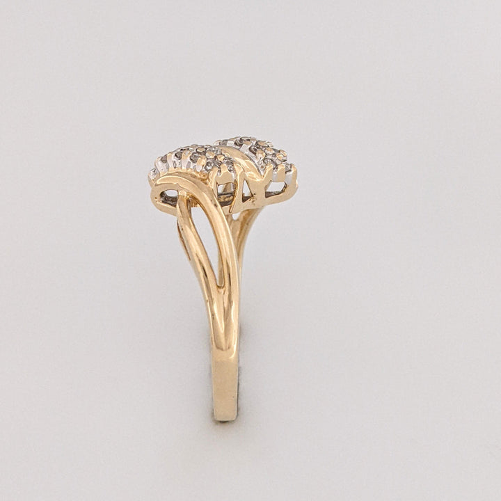 14K .15 CARAT TOTAL WEIGHT SI2 H DIAMOND MINE CUT (20) ESTATE CLUSTER RING 3.3 GRAMS