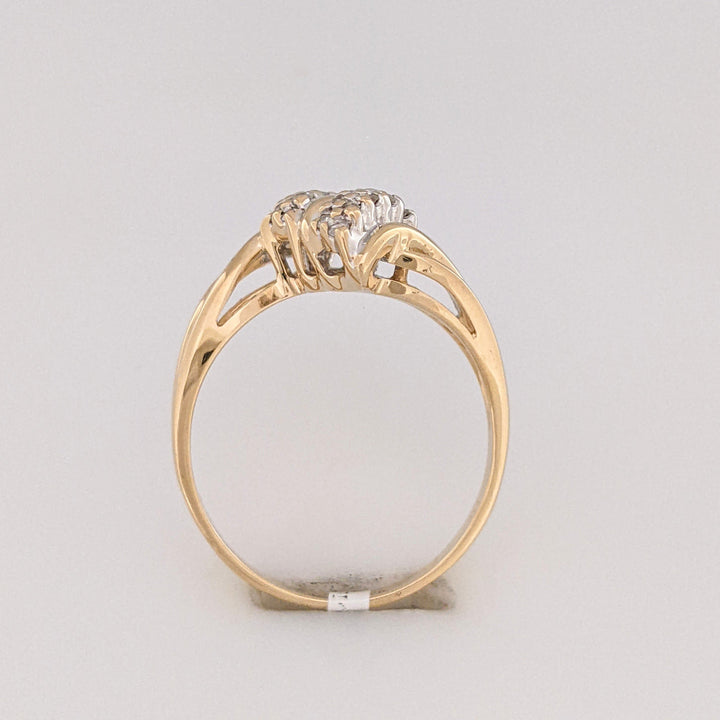 14K .15 CARAT TOTAL WEIGHT SI2 H DIAMOND MINE CUT (20) ESTATE CLUSTER RING 3.3 GRAMS