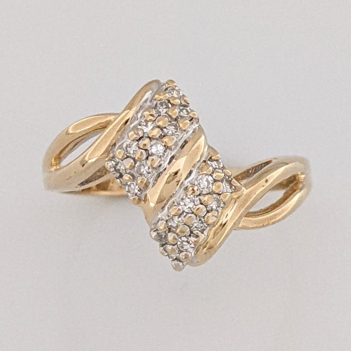 14K .15 CARAT TOTAL WEIGHT SI2 H DIAMOND MINE CUT (20) ESTATE CLUSTER RING 3.3 GRAMS