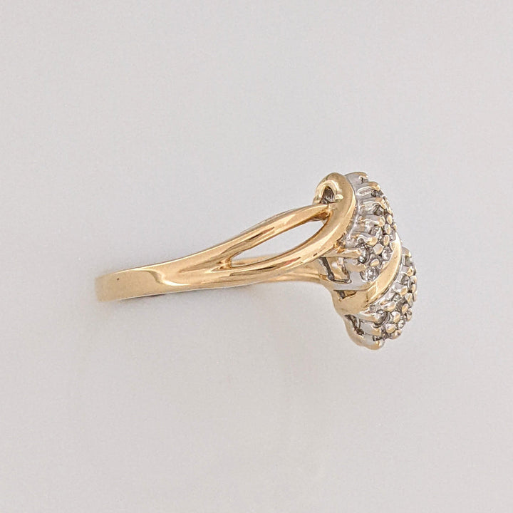 14K .15 CARAT TOTAL WEIGHT SI2 H DIAMOND MINE CUT (20) ESTATE CLUSTER RING 3.3 GRAMS