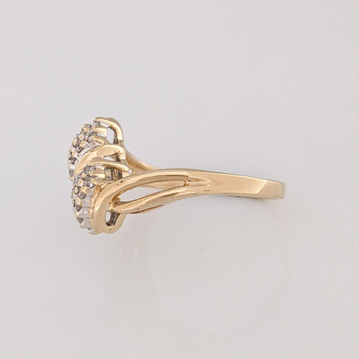 14K .15 CARAT TOTAL WEIGHT SI2 H DIAMOND MINE CUT (20) ESTATE CLUSTER RING 3.3 GRAMS