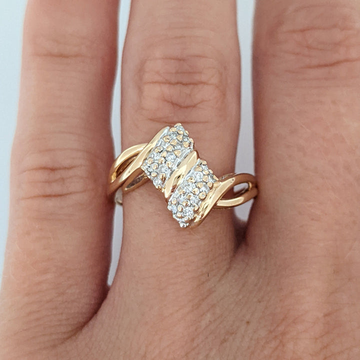 14K .15 CARAT TOTAL WEIGHT SI2 H DIAMOND MINE CUT (20) ESTATE CLUSTER RING 3.3 GRAMS